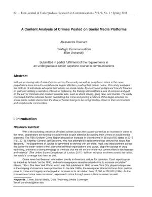 A Content Analysis of Crimes Posted on Social Media Platforms Abstract I. Introduction