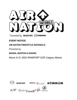 EVENT NOTICE March 9-15, 2020 WINSPORT COP, Calgary Alberta