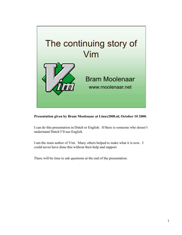The Continuing Story of Vim