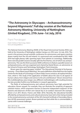 “The Astronomy in Skyscapes – Archaeoastronomy Beyond Alignments”