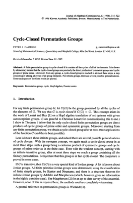 Cycle-Closed Permutation Groups