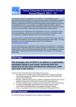 Tamar Estuaries Consultative Forum Annual Report 2011 – 12