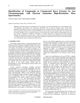 Identification of Compounds in Commercial Kava Extracts by Gas Chromatography with Electron Ionization High-Resolution Mass Spec