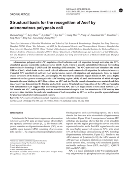 Structural Basis for the Recognition of Asef by Adenomatous Polyposis Coli