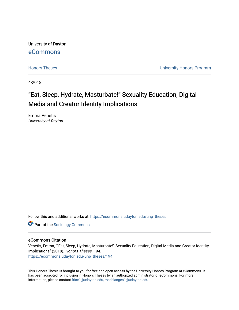 Sexuality Education, Digital Media and Creator Identity Implications