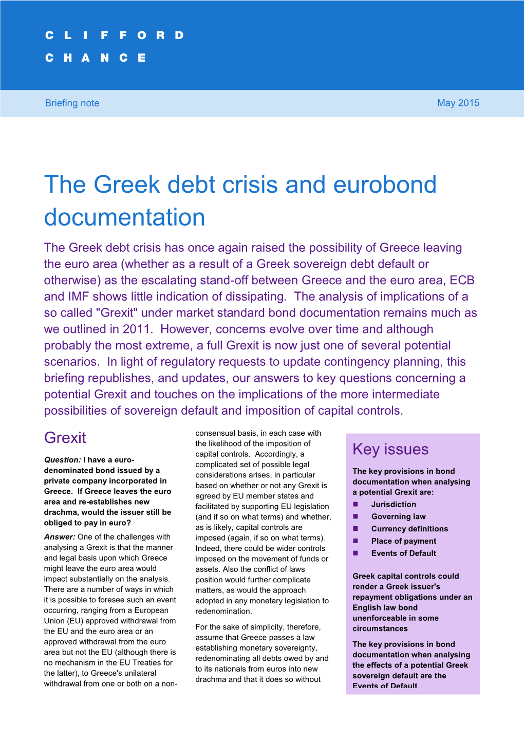 The Greek Debt Crisis and Eurobond Documentation 1