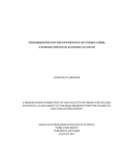 Neoliberalism and the Governance of Unfree Labor: a Feminist Political Economy Account