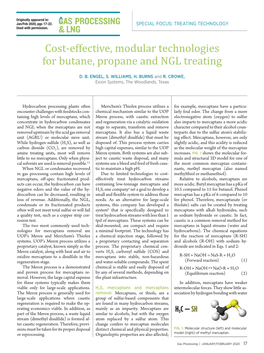 Cost-Effective, Modular Technologies for Butane, Propane and NGL Treating