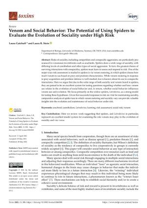 Venom and Social Behavior: the Potential of Using Spiders to Evaluate the Evolution of Sociality Under High Risk