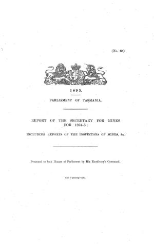 Report of the Secretary for Mines for 1894-5