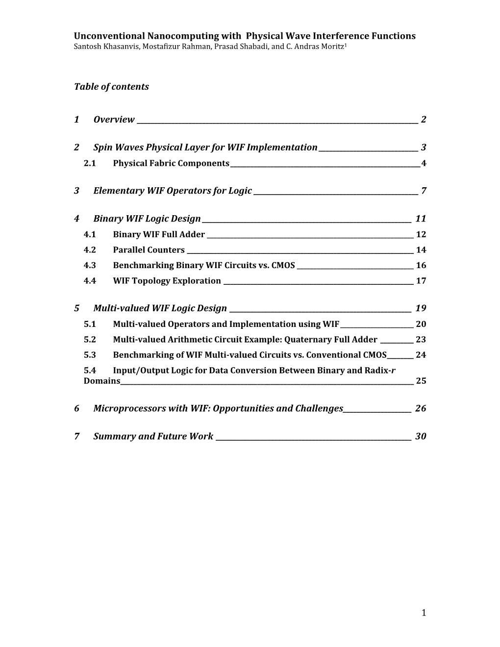 Unconventional Nanocomputing with Physical Wave Interference Functions Santosh Khasanvis, Mostafizur Rahman, Prasad Shabadi, and C