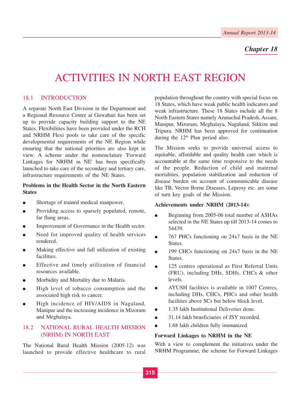 Activities in North East Region