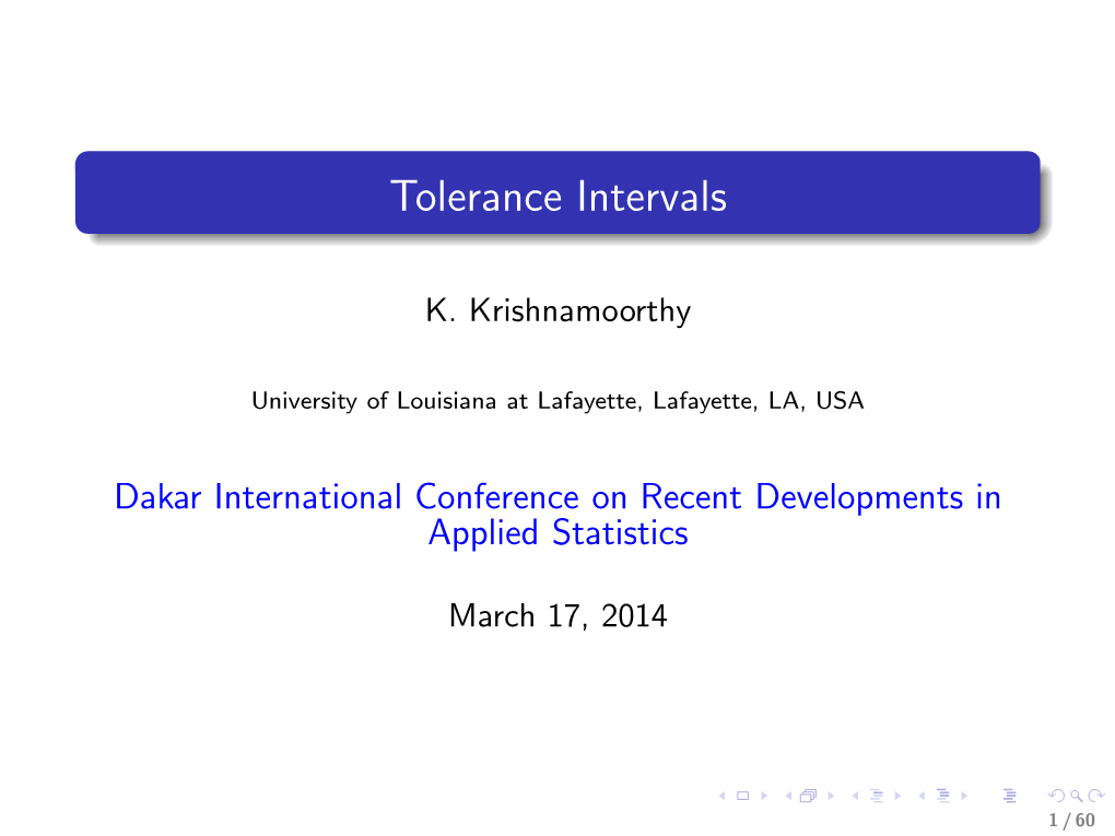 Tolerance Intervals