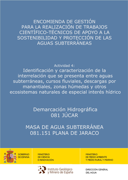 Demarcación Hidrográfica 081 JÚCAR MASA DE AGUA