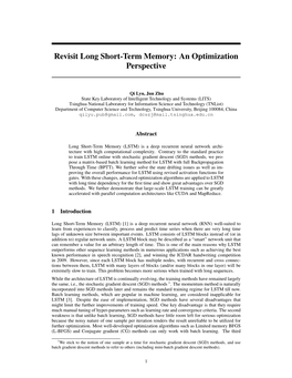 Revisit Long Short-Term Memory: an Optimization Perspective