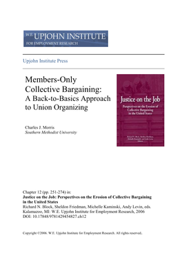 Members-Only Collective Bargaining: a Back-To-Basics Approach to Union Organizing