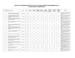 Monthly Progress Report Upto 31.08.2019 Development Programme 2019-20 Water Supply & Sanitation