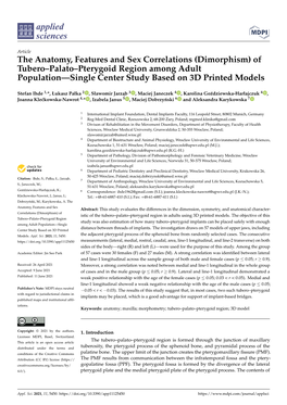 (Dimorphism) of Tubero–Palato–Pterygoid Region Among Adult Population—Single Center Study Based on 3D Printed Models