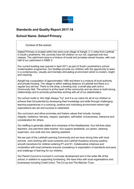 Standards and Quality Report 2017-18