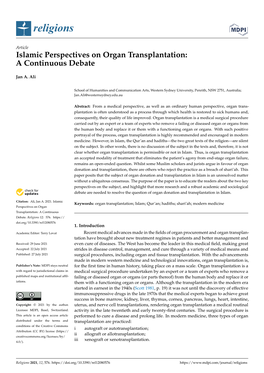 Islamic Perspectives on Organ Transplantation: a Continuous Debate