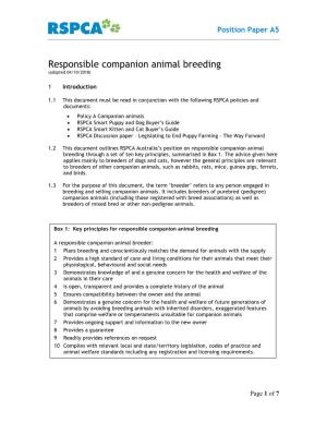 Responsible Companion Animal Breeding (Adopted 04/10/2018)