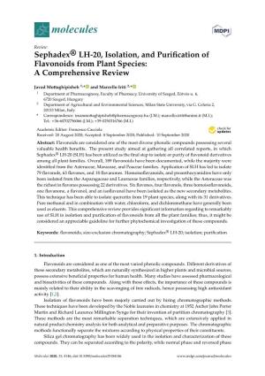 Sephadex® LH-20, Isolation, and Purification of Flavonoids from Plant
