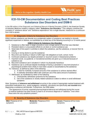 ICD-10-CM Documentation and Coding Best Practices Substance Use Disorders and DSM-5
