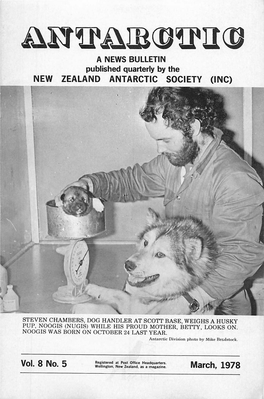 A NEWS BULLETIN Published Quarterly by the NEW ZEALAND ANTARCTIC SOCIETY (INC)