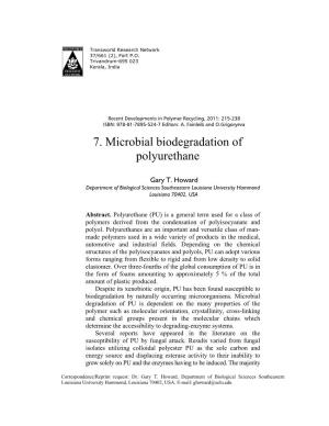 7. Microbial Biodegradation of Polyurethane