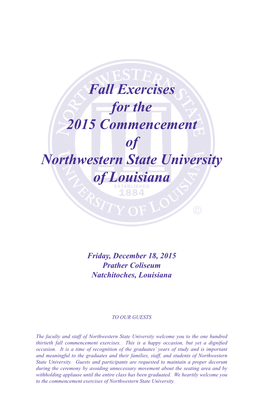 Fall Exercises for the 2015 Commencement of Northwestern State University of Louisiana