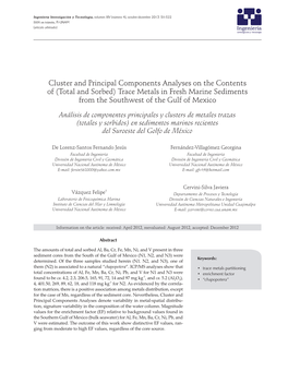 Trace Metals in Fresh Marine Sediments from the Southwest of the Gulf of Mexico