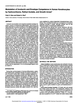 Modulation of Involucrin and Envelope Competence in Human Keratinocytes by Hydrocortisone, Retinyl Acetate, and Growth Arrest1