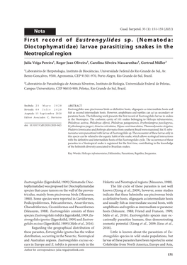 Larvae Parasitizing Snakes in the Neotropical Region