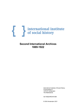 Second International Archives 1889-1922