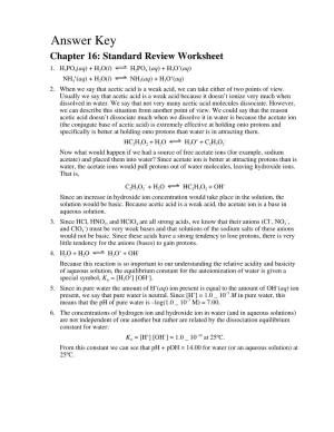 Answer Key Chapter 16: Standard Review Worksheet – + 1