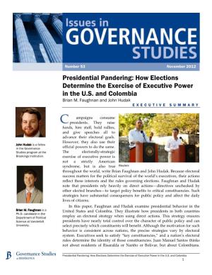 Presidential Pandering: How Elections Determine the Exercise of Executive Power in the U.S