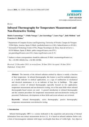 Infrared Thermography for Temperature Measurement and Non-Destructive Testing