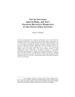 You're Not from Around Here, Are You? Fighting Deceptive Marketing in the Twenty-First Century