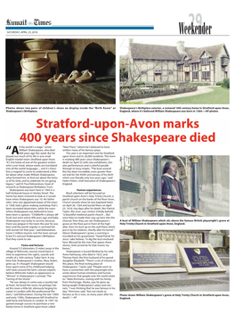 Stratford-Upon-Avon Marks 400 Years Since Shakespeare Died