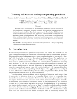Training Software for Orthogonal Packing Problems 1. Introduction