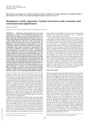 Manganese Oxide Minerals: Crystal Structures and Economic and Environmental Significance