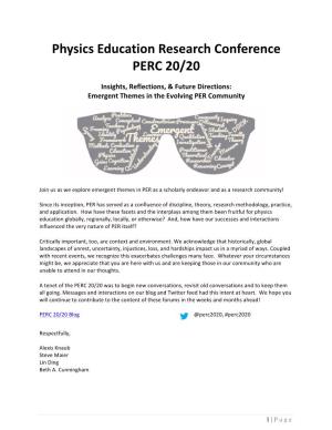 Physics Education Research Conference PERC 20/20