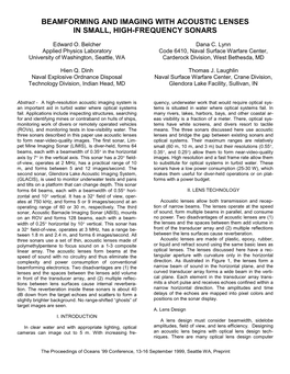 Beamforming and Imaging with Acoustic Lenses in Small, High-Frequency Sonars