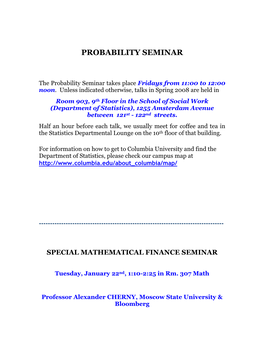 Probability Seminar