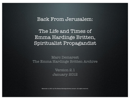 The Life and Times of Emma Hardinge Britten, Spiritualist Propagandist