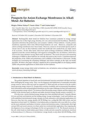 Prospects for Anion-Exchange Membranes in Alkali Metal–Air Batteries