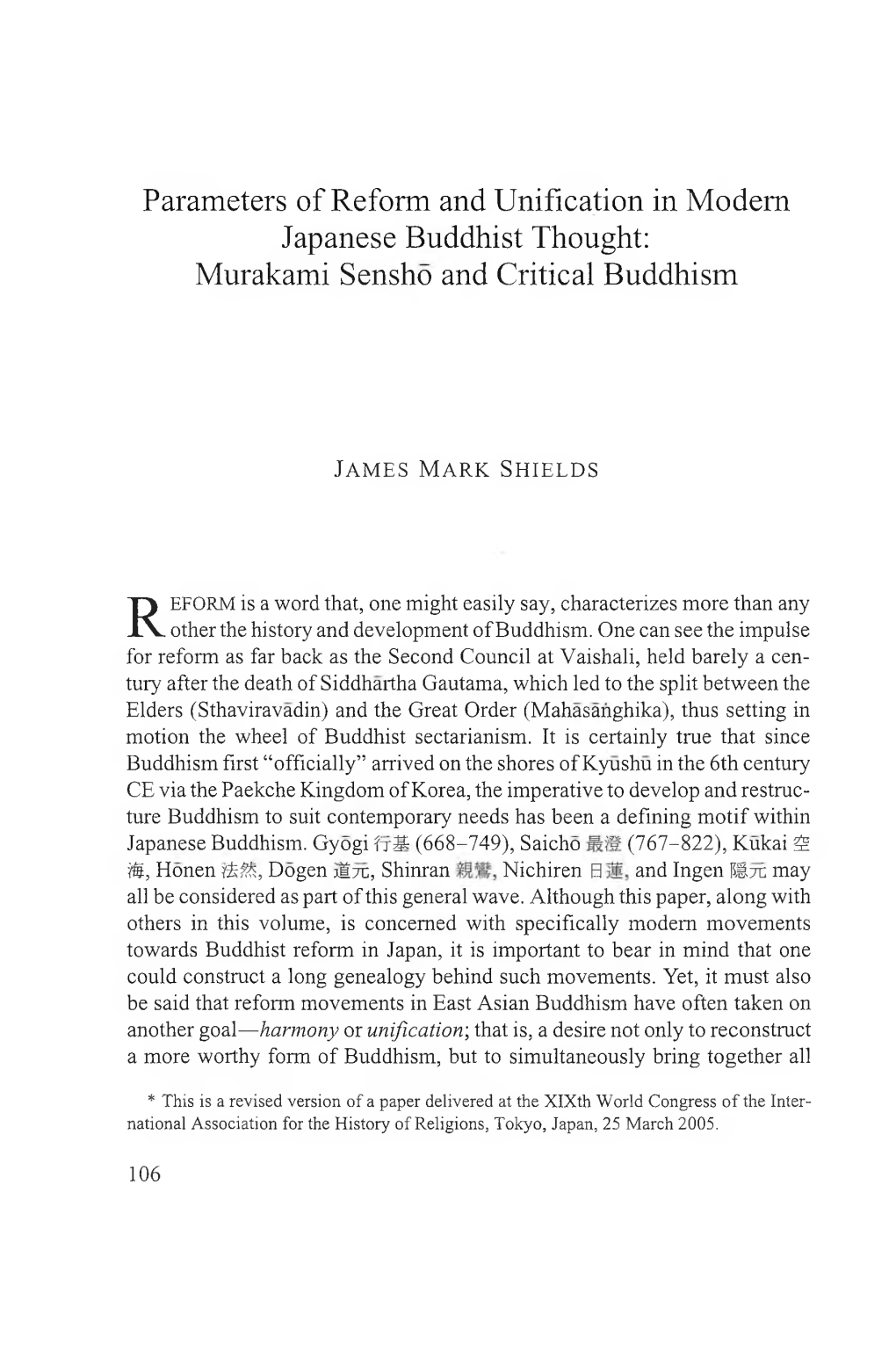 Murakami Senshō and Critical Buddhism