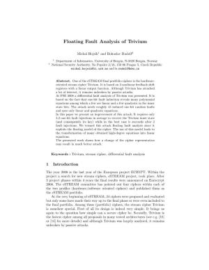 Floating Fault Analysis of Trivium