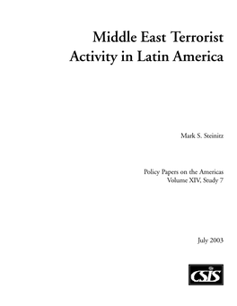 Middle East Terrorist Activity in Latin America