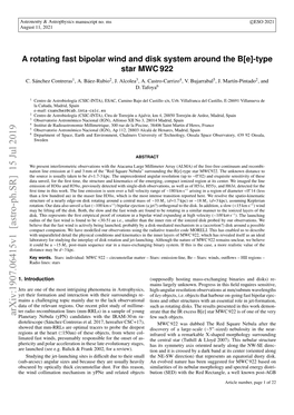 A Rotating Fast Bipolar Wind and Disk System Around the B [E]-Type Star